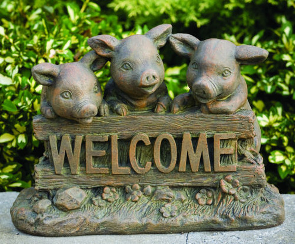 Pigs Welcome Sculpture Three Little Pigs Garden Statue